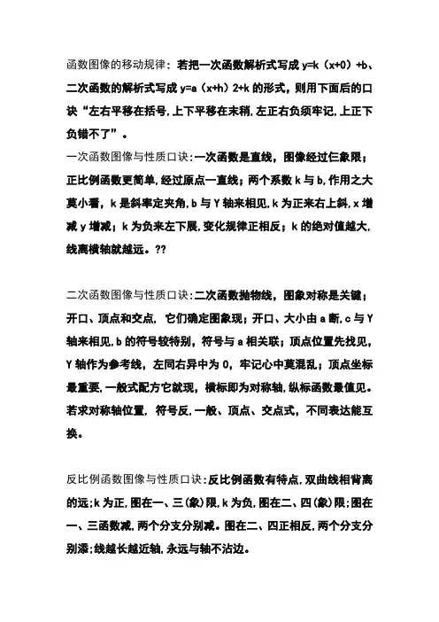 函数图像的移动规律