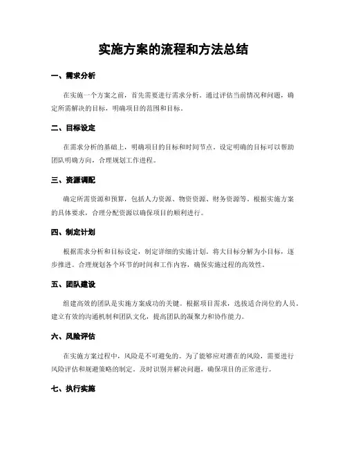实施方案的流程和方法总结