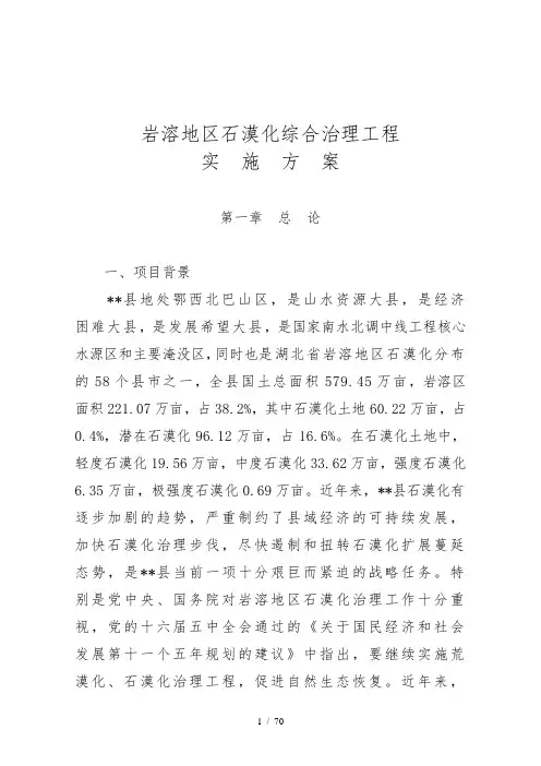岩溶地区石漠化综合治理工程实施计划方案