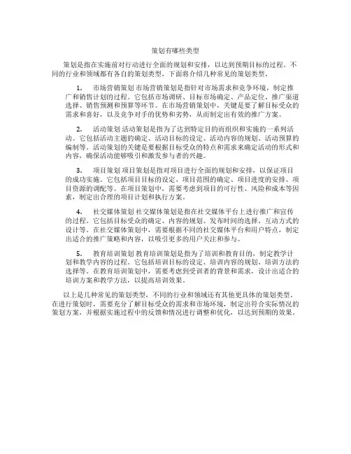 策划有哪些类型