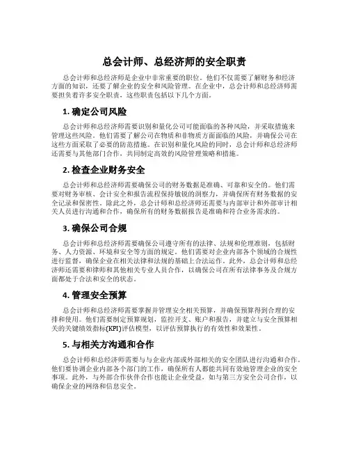 总会计师、总经济师的安全职责