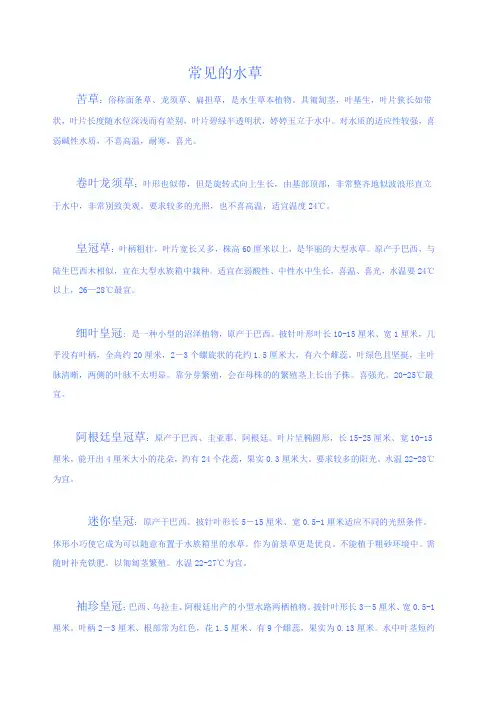 水草缸养殖知识-常见的水草