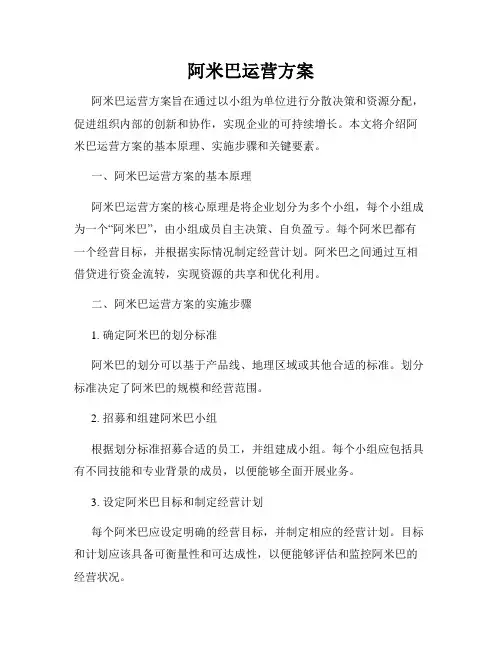 阿米巴运营方案