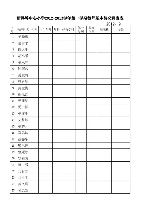 教师基本情况调查表Book1