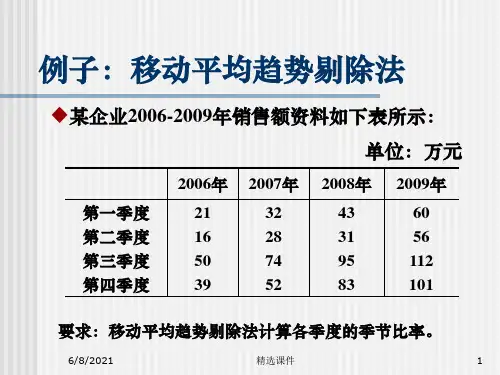 统计学例子—移动平均趋势剔除法PPT课件