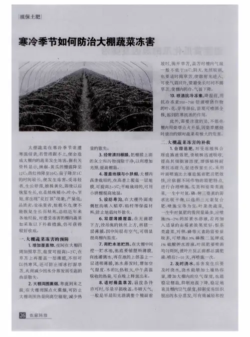 寒冷季节如何防治大棚蔬菜冻害