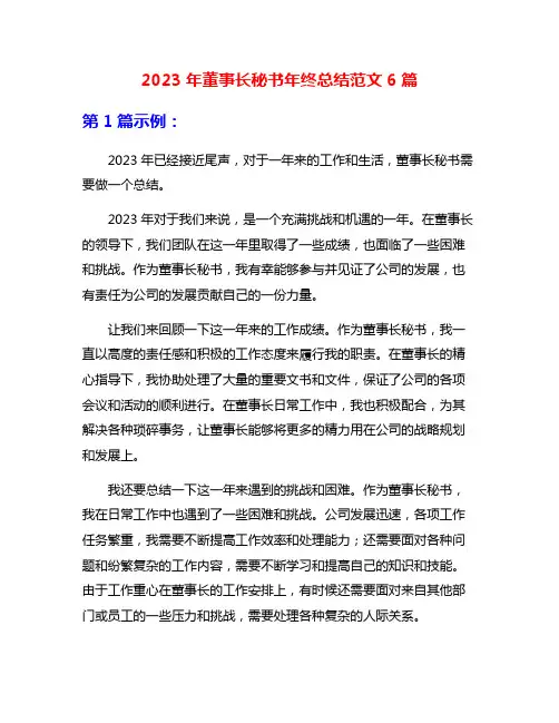 2023年董事长秘书年终总结范文6篇