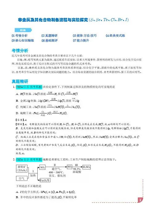 非金属及其化合物制备流程与实验探究(S、Se、Te、Cl、Br、I)(解析版)