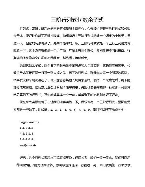 三阶行列式代数余子式