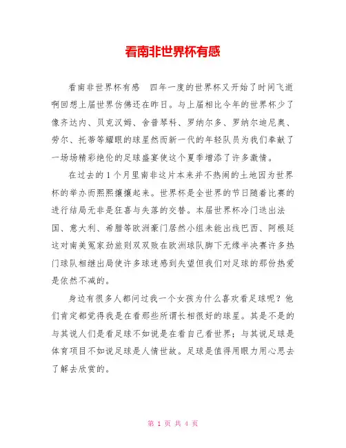 看南非世界杯有感