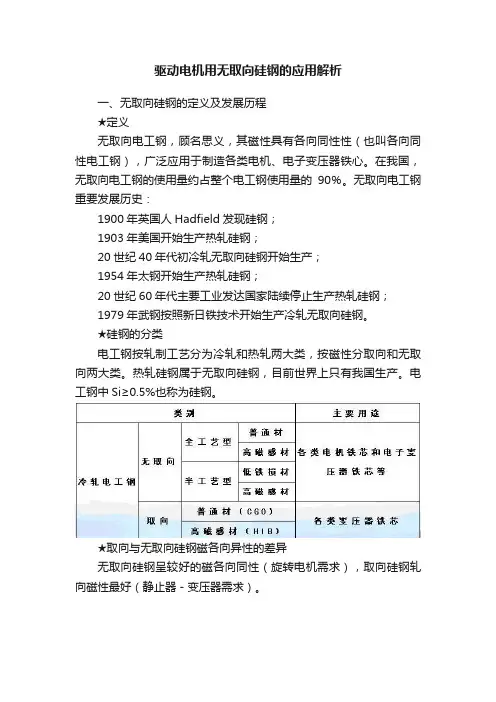 驱动电机用无取向硅钢的应用解析