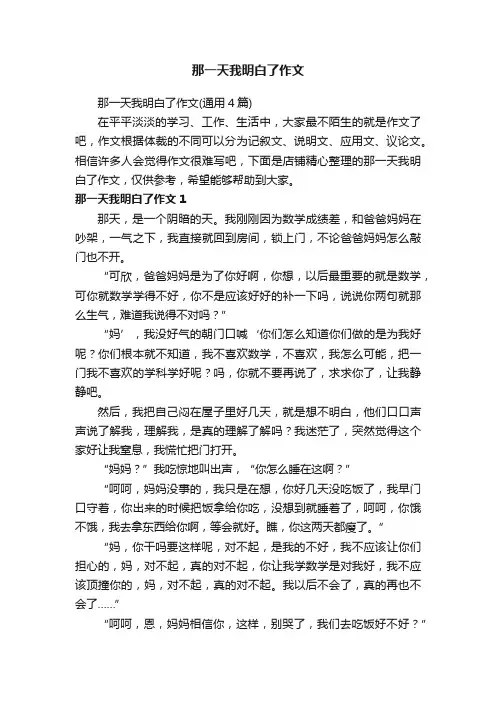 那一天我明白了作文