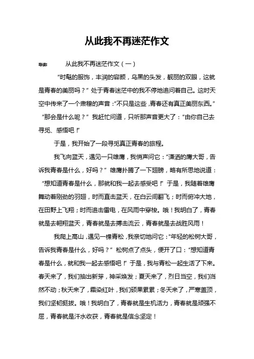 从此我不再迷茫作文
