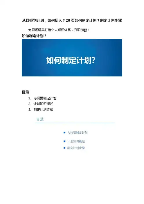 从目标到计划，如何切入？29页如何制定计划？制定计划步骤