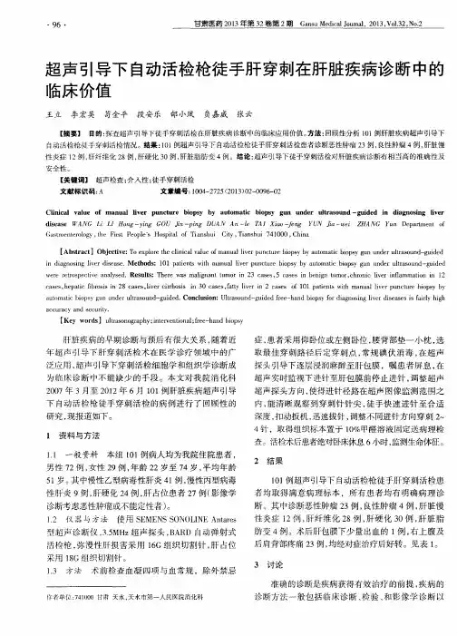 超声引导下自动活检枪徒手肝穿刺在肝脏疾病诊断中的临床价值