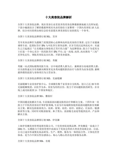 十大美容院品牌解析