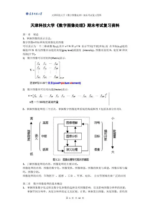 天津科技大学《数字图像处理》期末考试复习资料