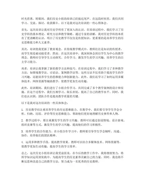 历史小组培训心得体会范文