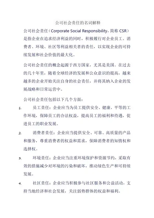 公司社会责任的名词解释