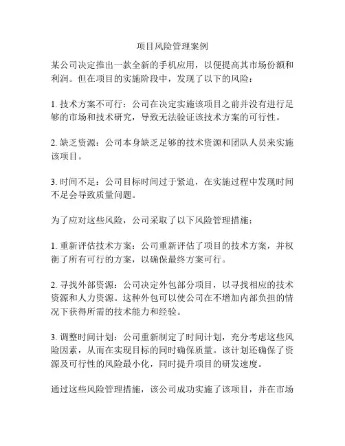 项目风险管理案例