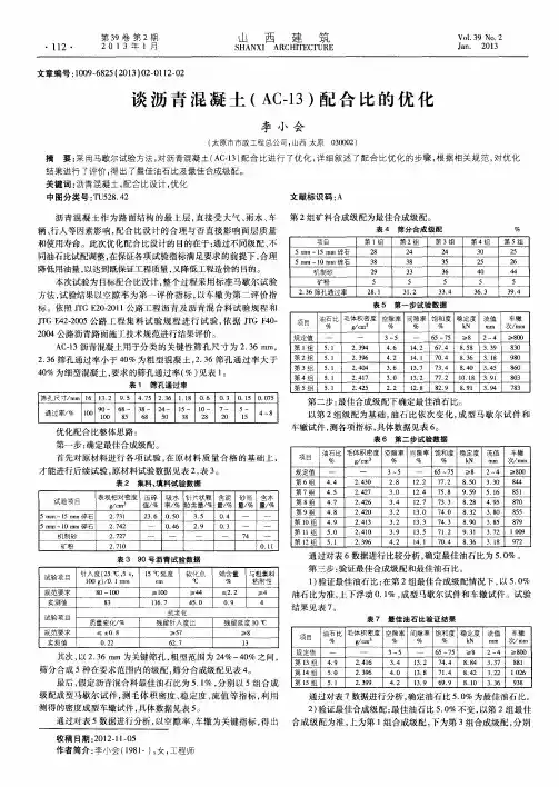 谈沥青混凝土(AC-13)配合比的优化