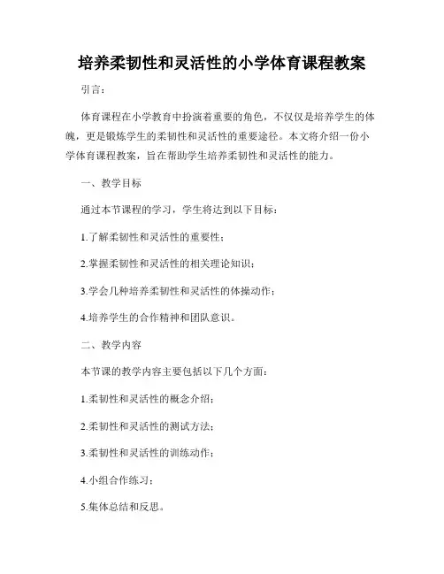 培养柔韧性和灵活性的小学体育课程教案