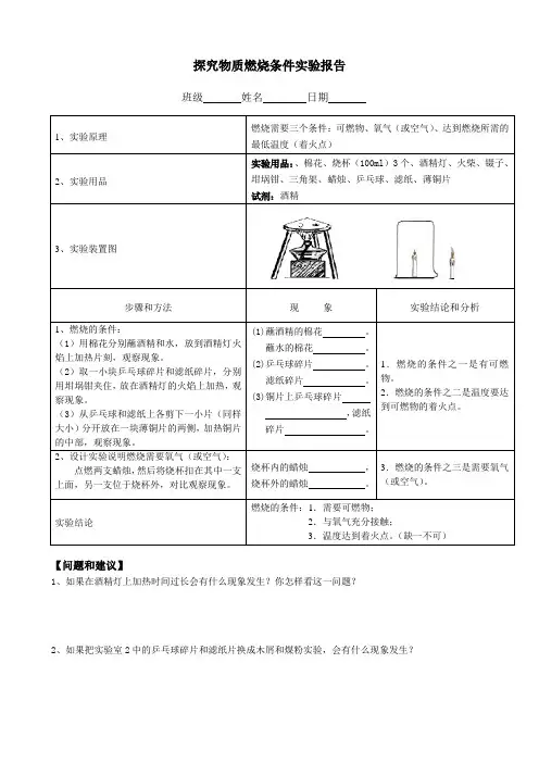 9.探究物质燃烧条件实验报告