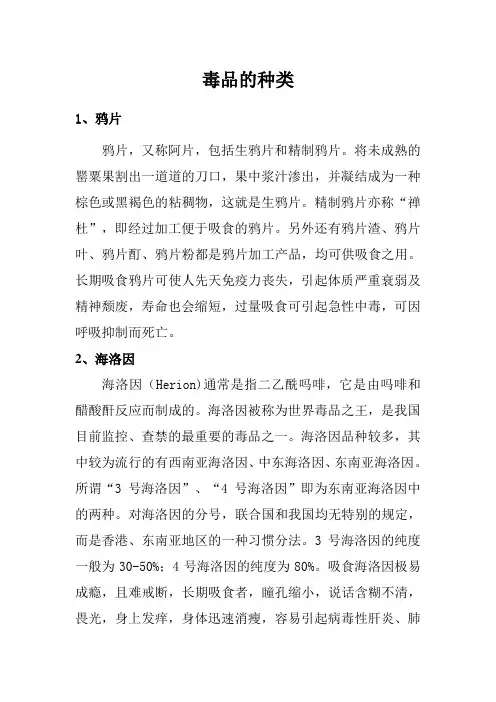 毒品介绍