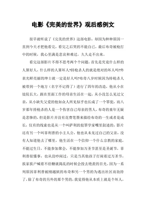 电影《完美的世界》观后感例文