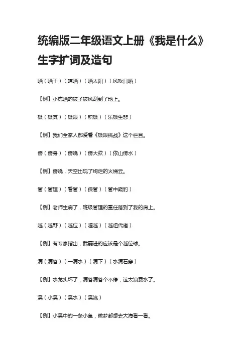 统编版二年级语文上册《我是什么》生字扩词及造句