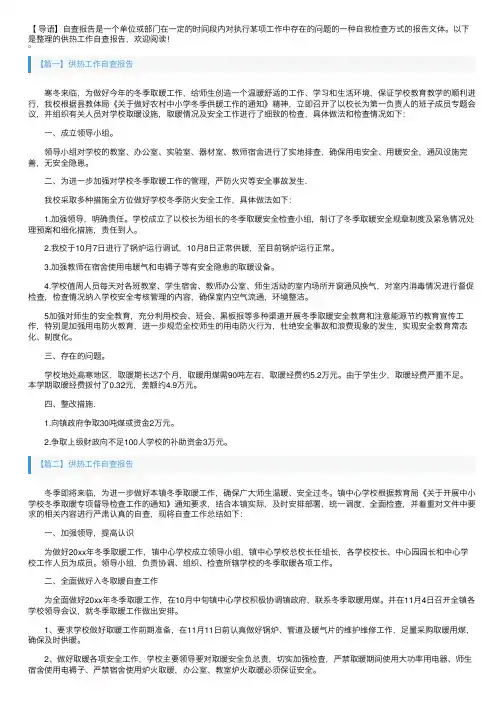供热工作自查报告