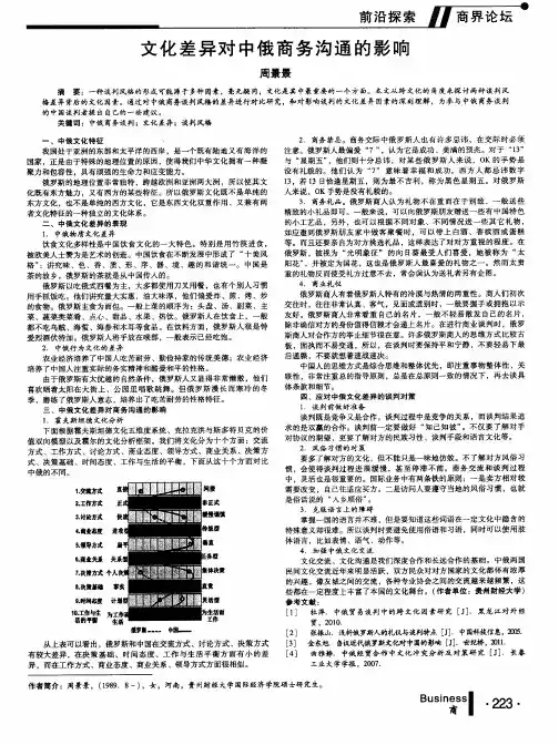 文化差异对中俄商务沟通的影响