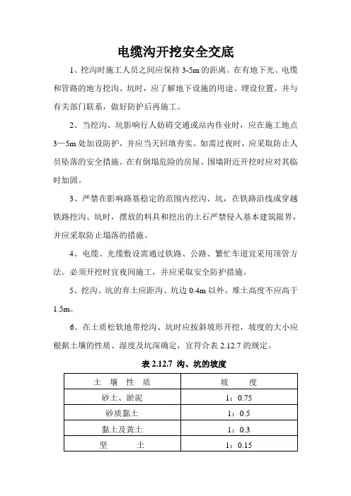 电缆工程资料(全)安全技术交底、三措、施工方案相关标准