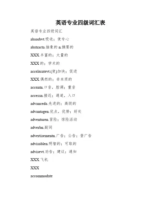 英语专业四级词汇表