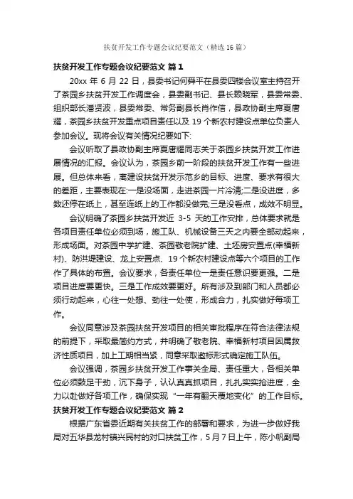 扶贫开发工作专题会议纪要范文（精选16篇）