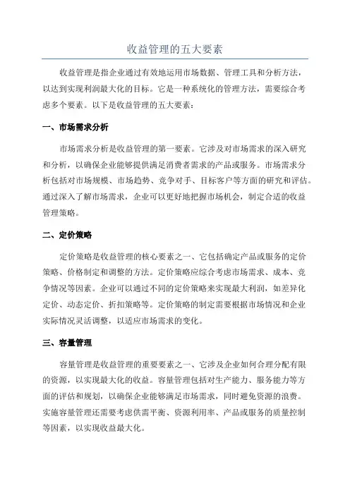 收益管理的五大要素