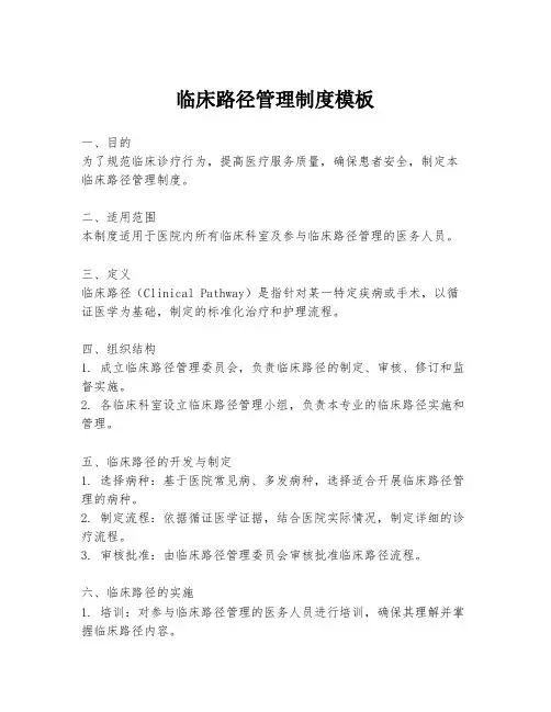 临床路径管理制度模板