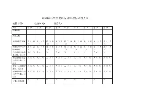 向阳峪小学学生眼保健操达标率检查表