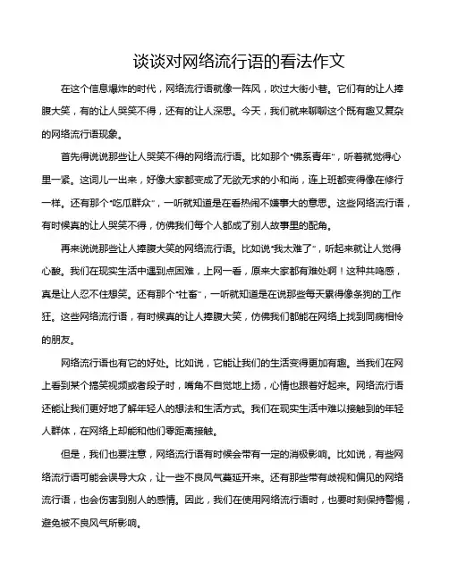 谈谈对网络流行语的看法作文