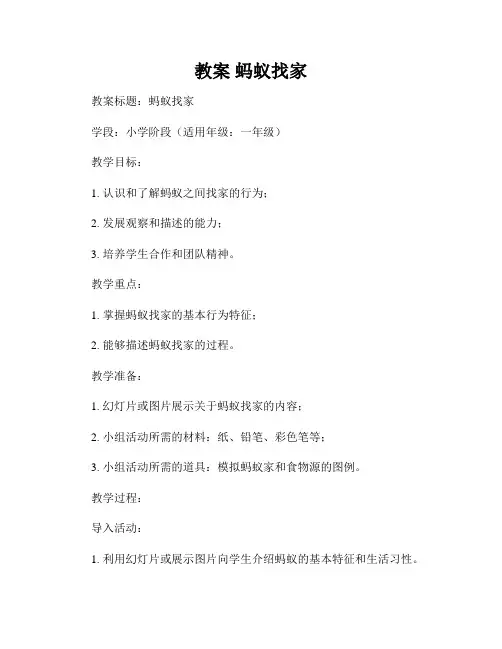 教案 蚂蚁找家