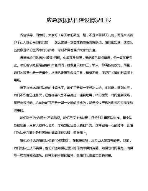应急救援队伍建设情况汇报