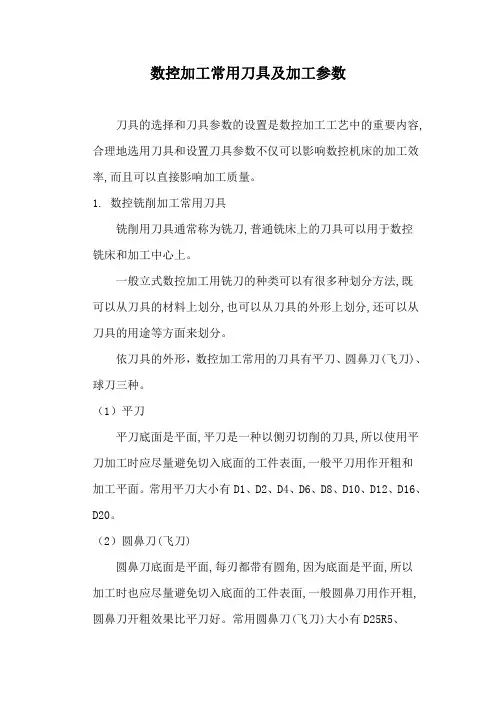 数控加工常用刀具及参数选择