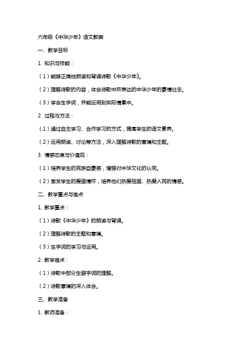 六年级《中华少年》语文教案