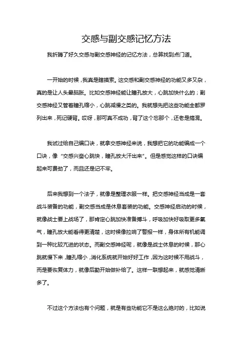 交感与副交感记忆方法