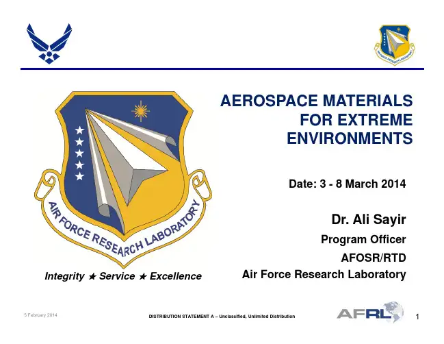 航空航天极端环境材料AEROSPACE MATERIALS FOR EXTREME ENVIRONMENTS