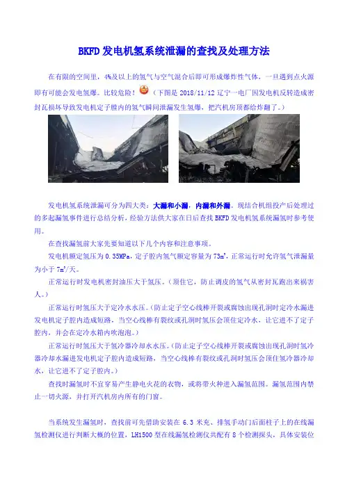 BKFD发电机氢系统泄漏的查找及处理方法