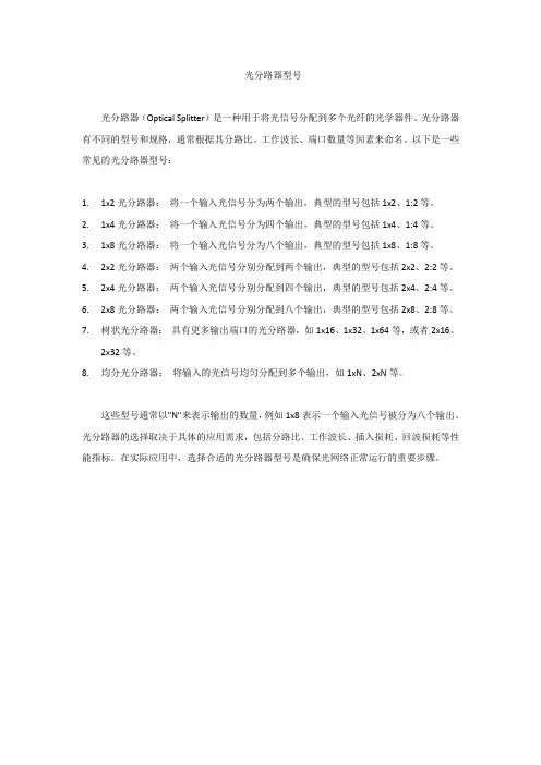 光分路器型号