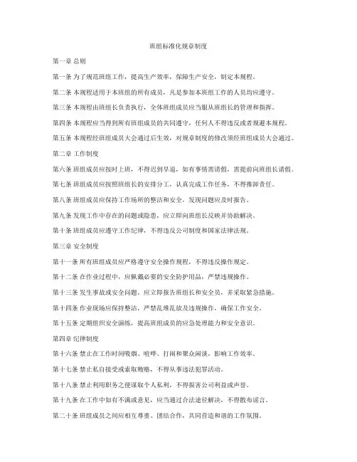 班组标准化规章制度