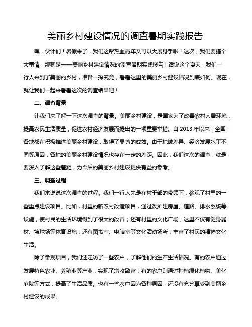 美丽乡村建设情况的调查暑期实践报告
