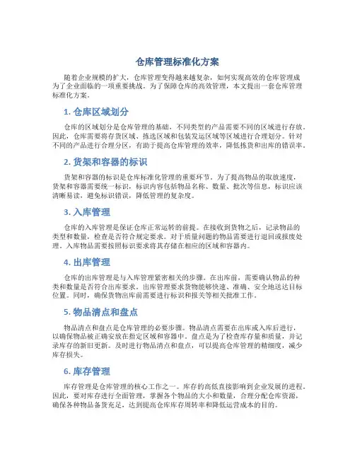 仓库管理标准化方案